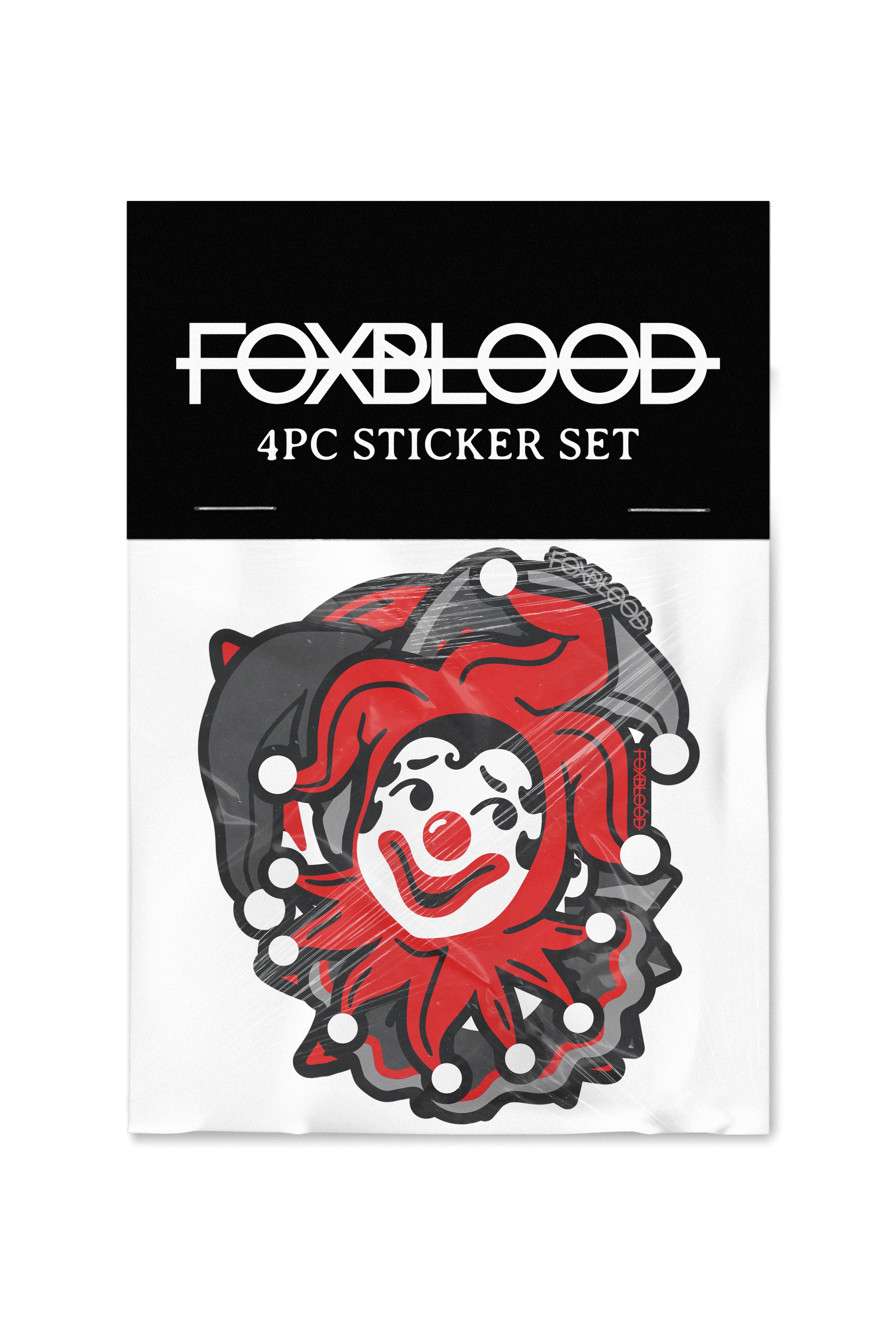 4 pc sticker set of our Foxblood clowns
