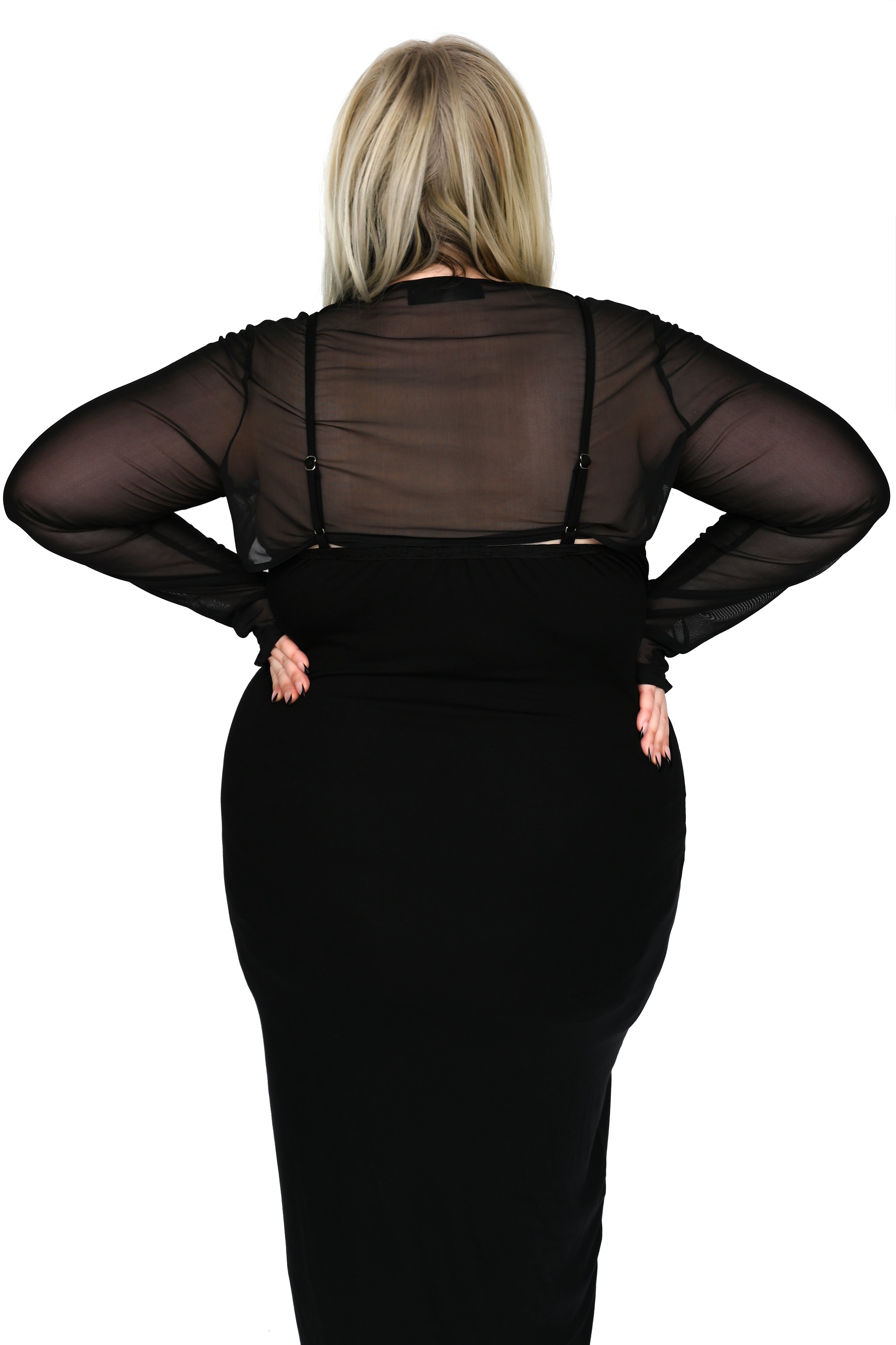 black mesh bolero with thumbholes
