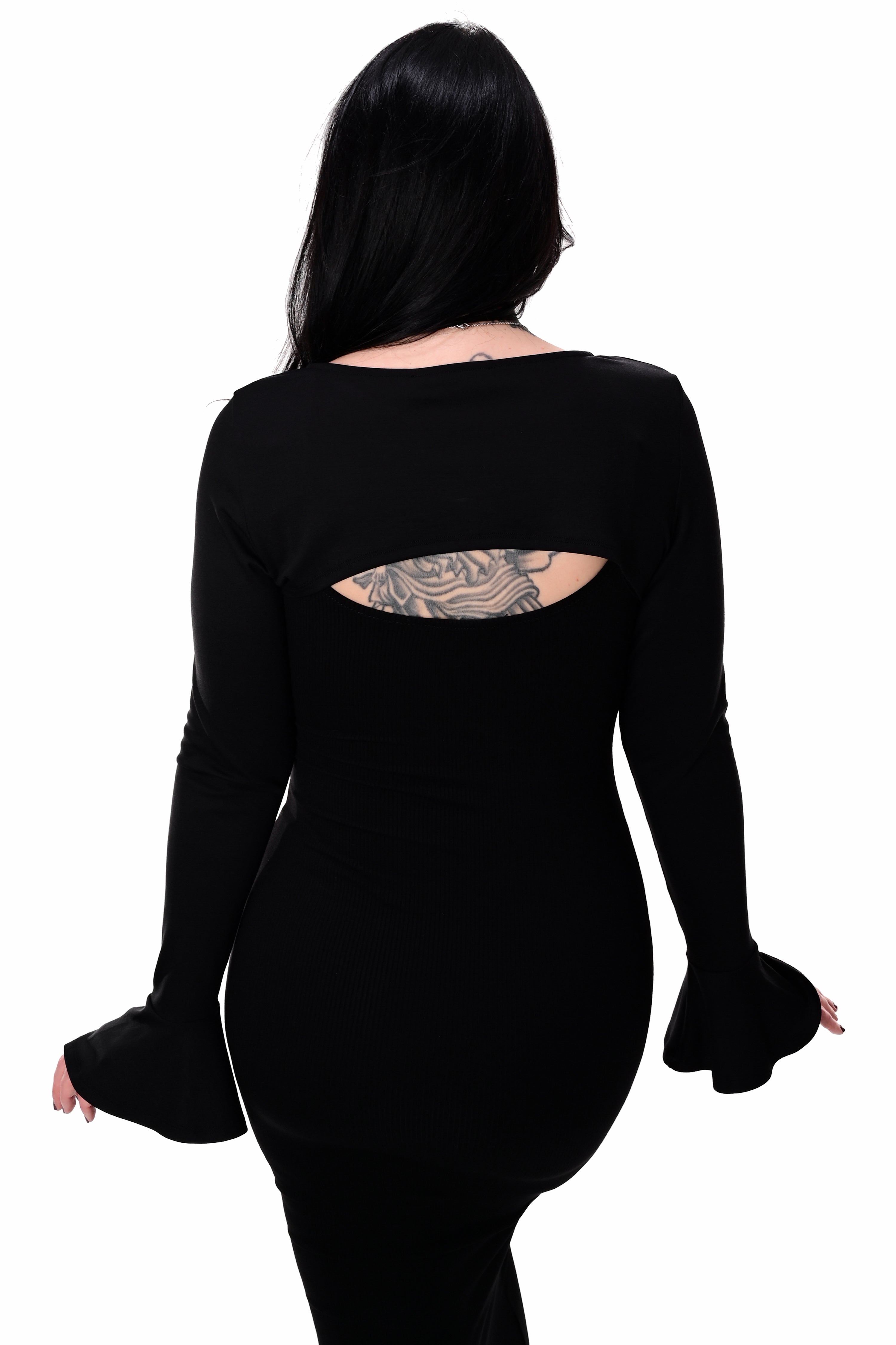 black pull over bolero with mini bell sleeves