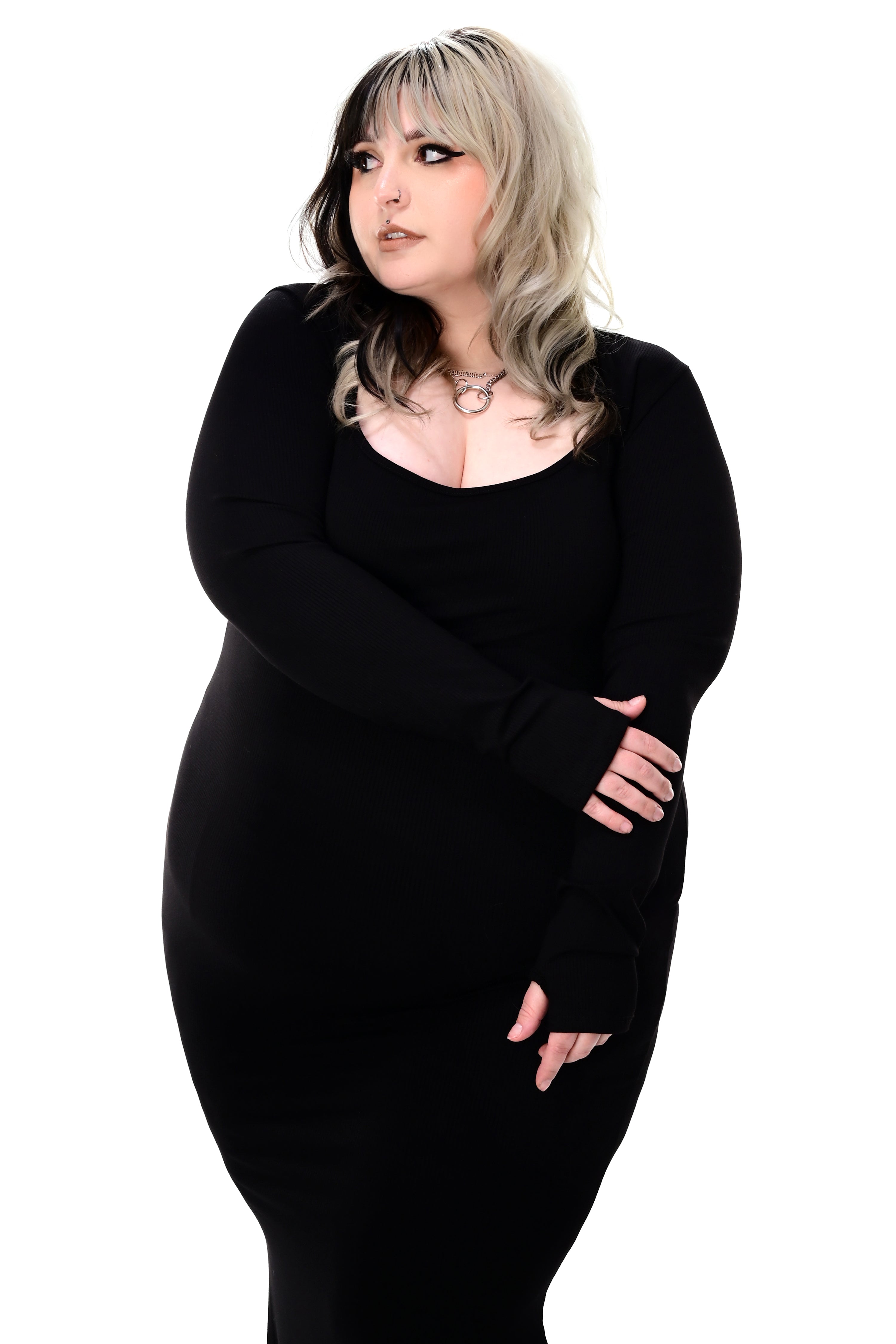 black ribbed bolero with thumbholes