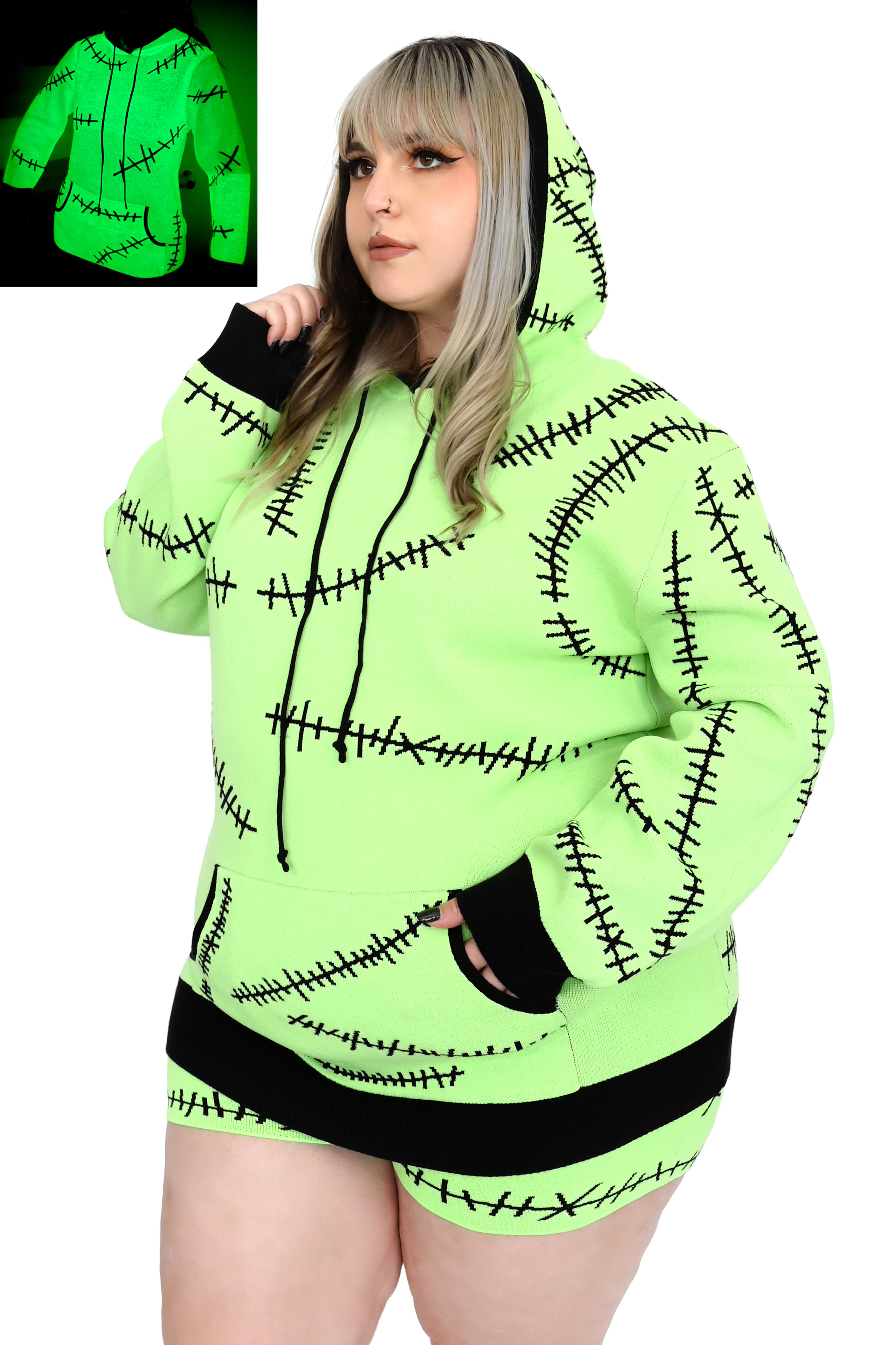 The Boogie Man Hoodie Sweater - Green Glow - No Restock! XS/S left (would fit a medium)
