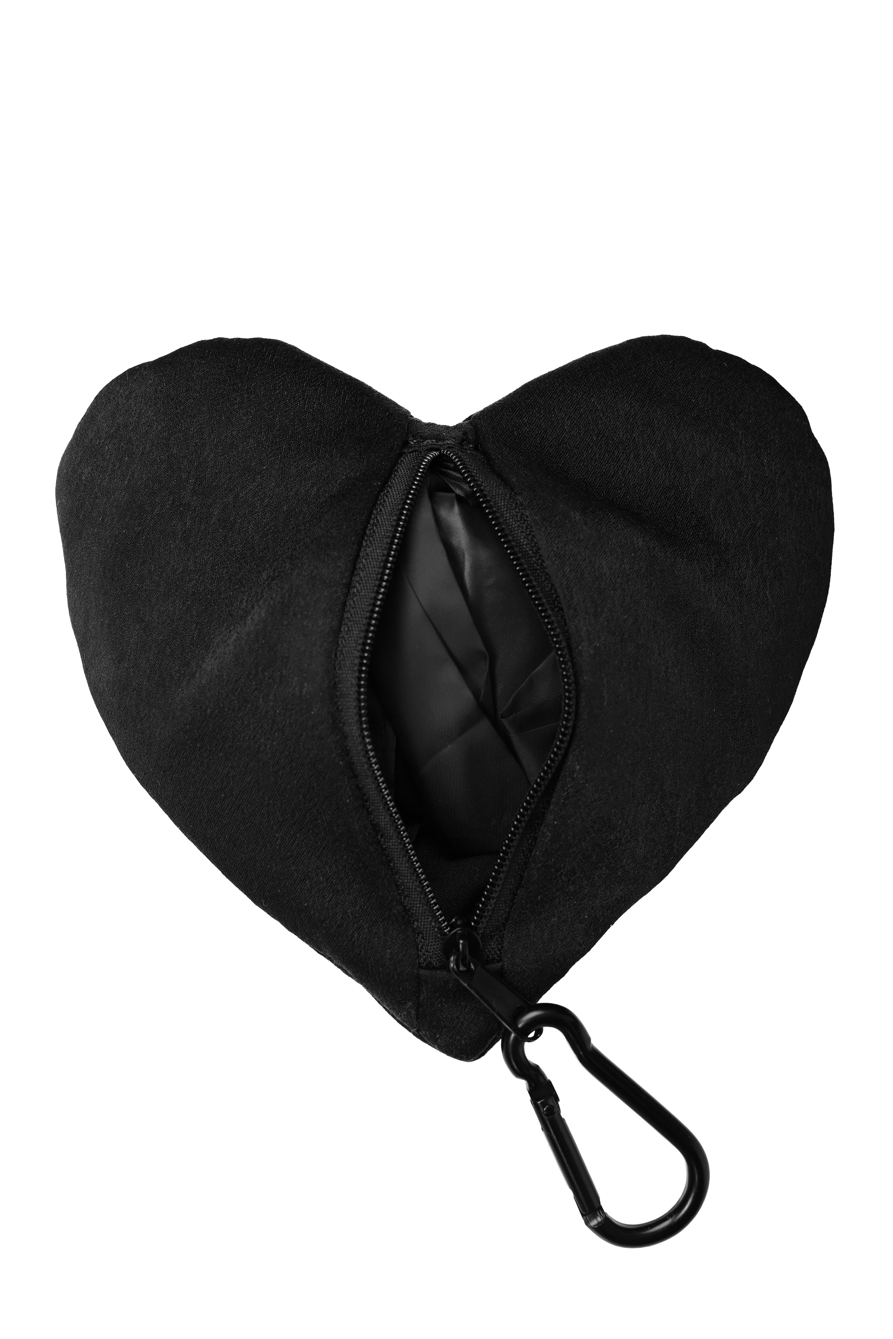 Black velvet heart keychain featuring our 'Babe in Black' logo on front, with a standard size nylon shopping tote inside