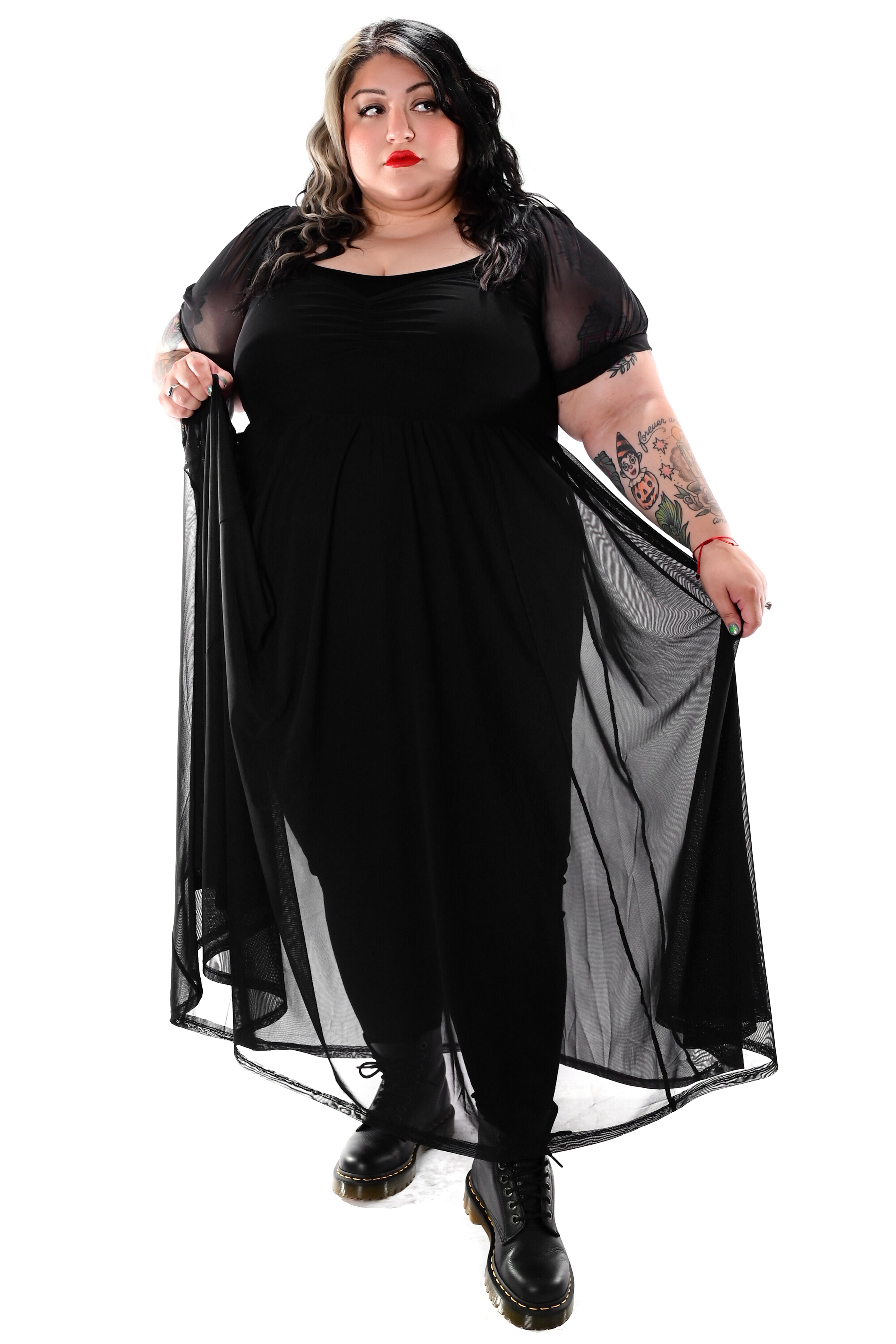 short sleeve mesh maxi dress 