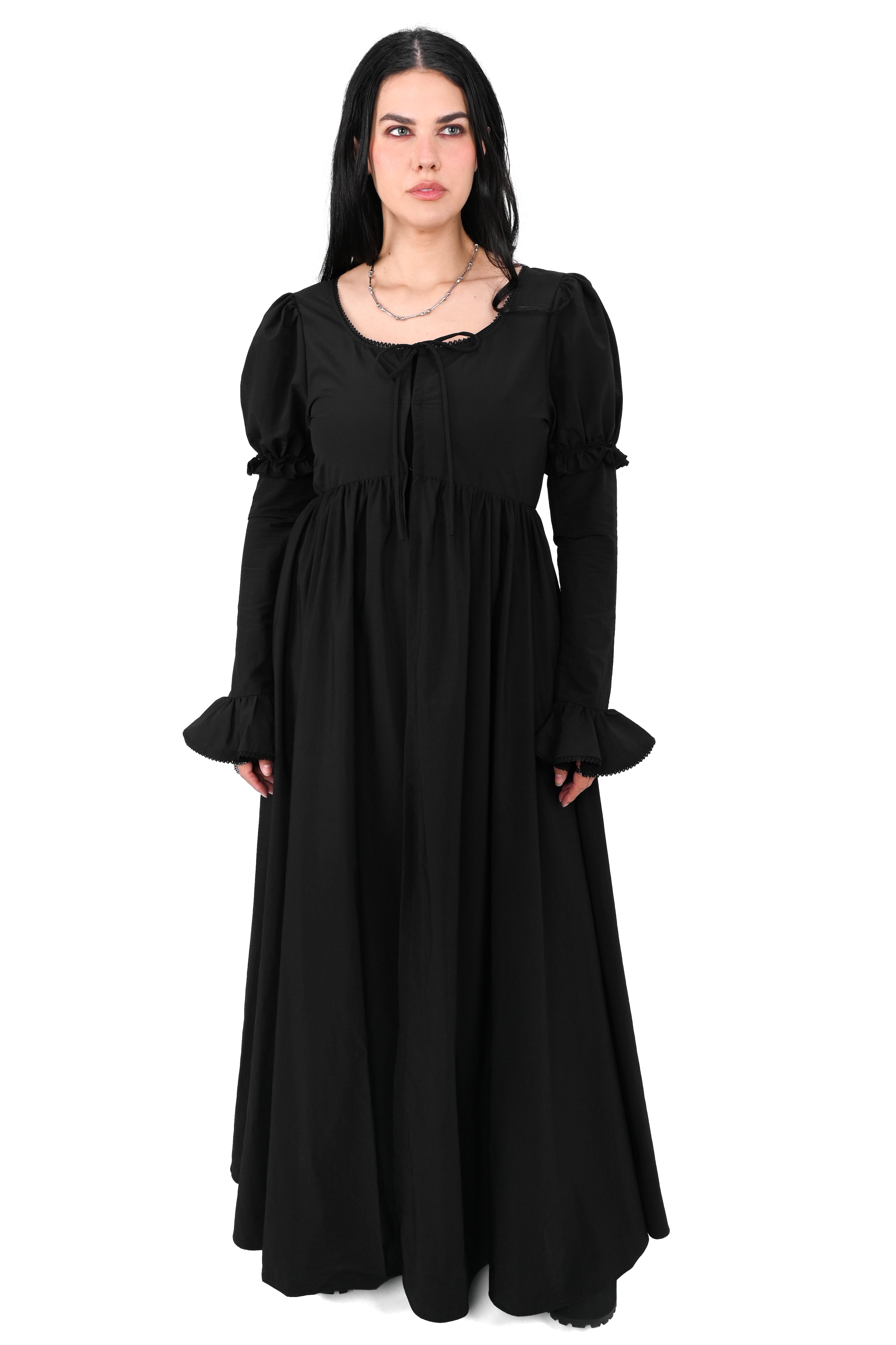 tie front duster with puff shoulder sleeves