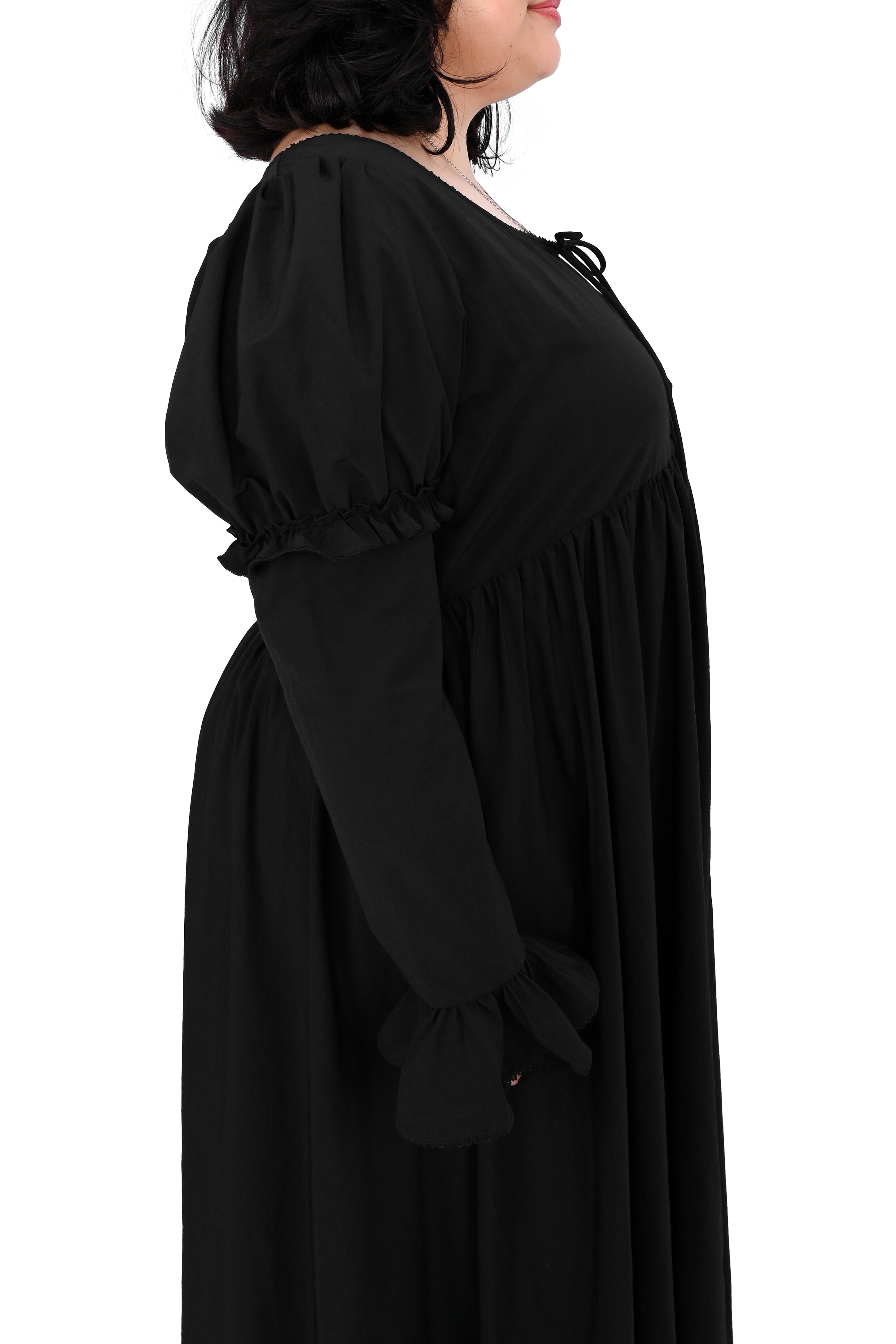 tie front duster with puff shoulder sleeves