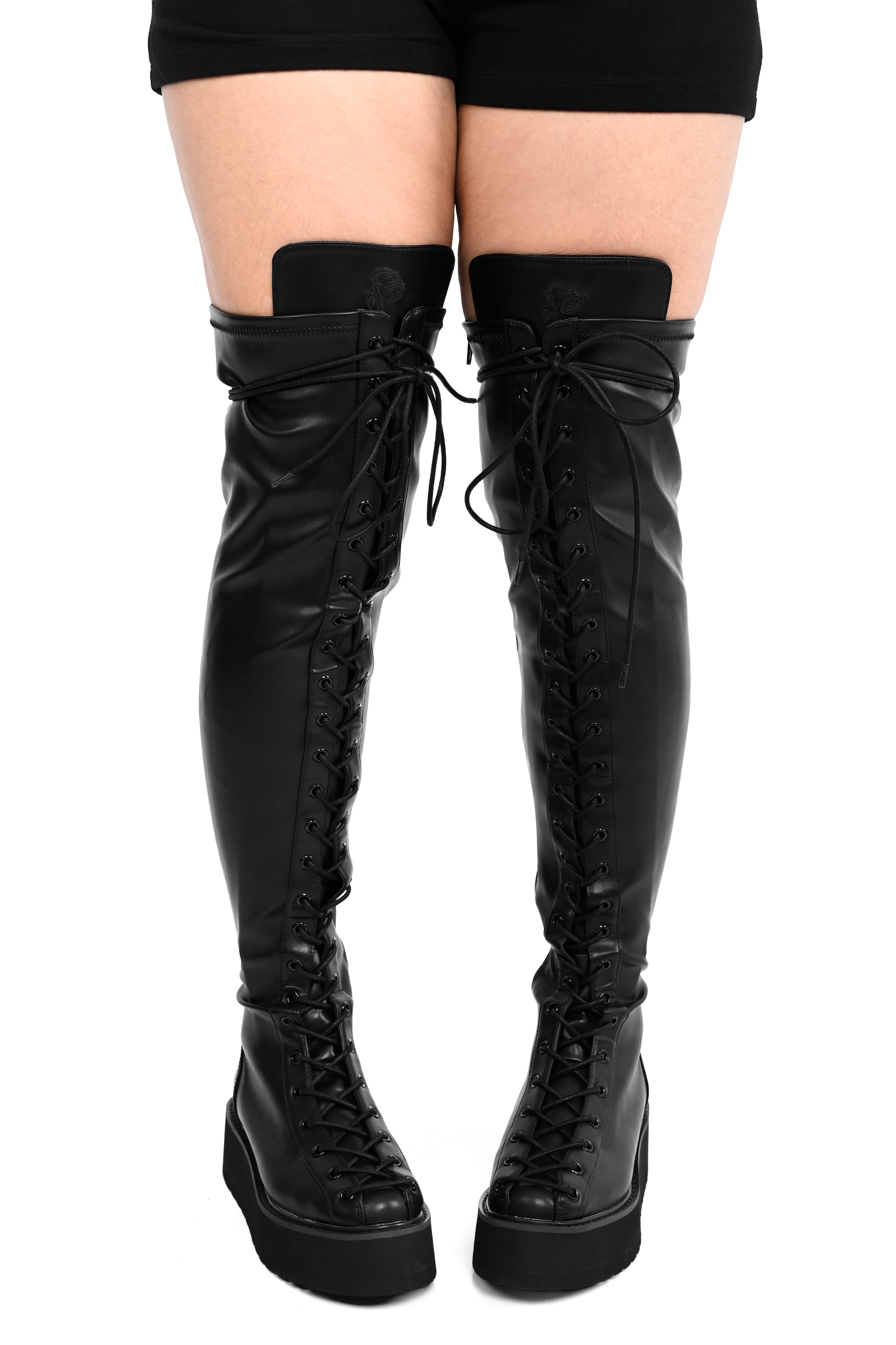 stretchy PU over the knee boots