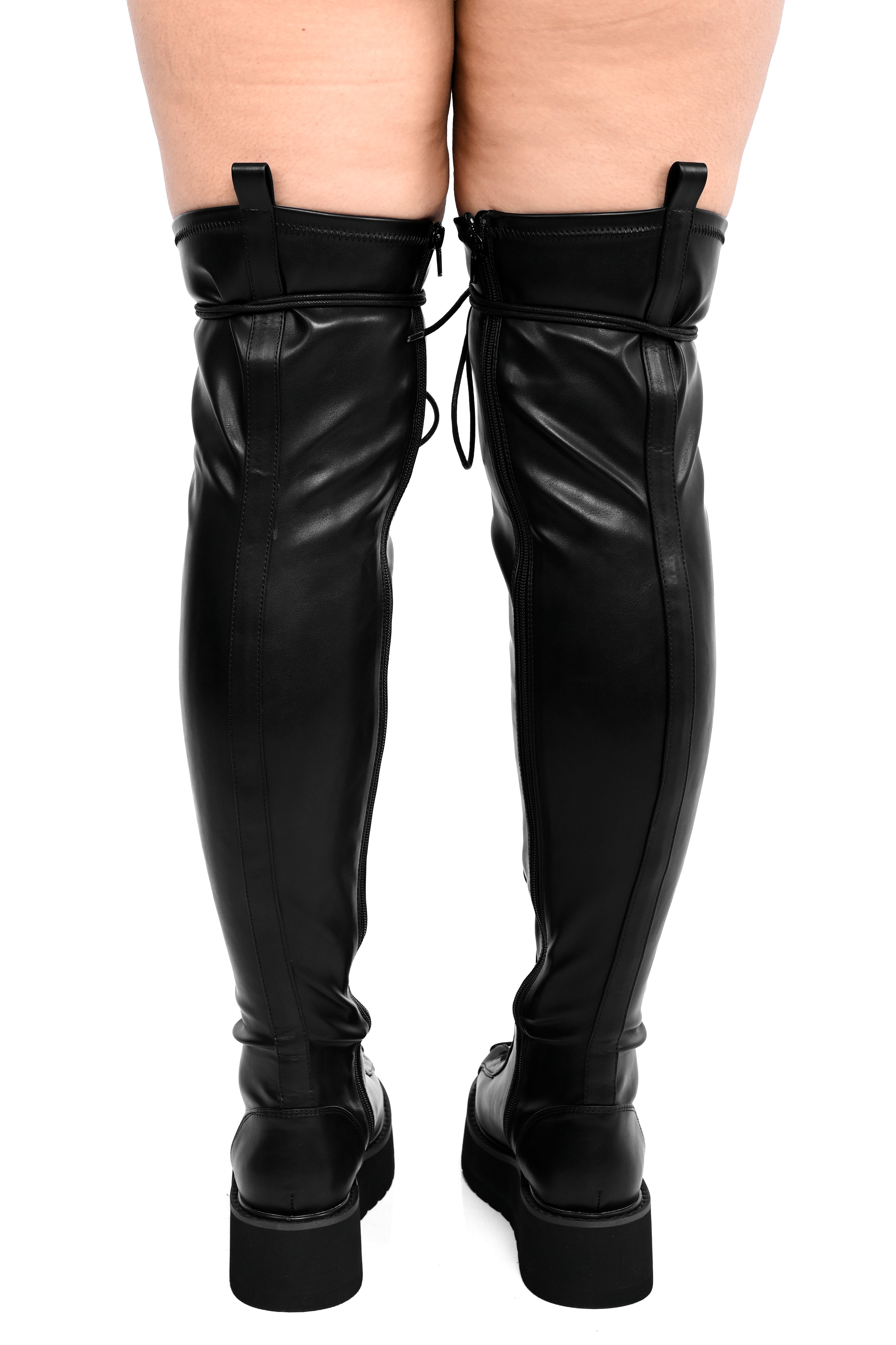 stretchy PU over the knee boots