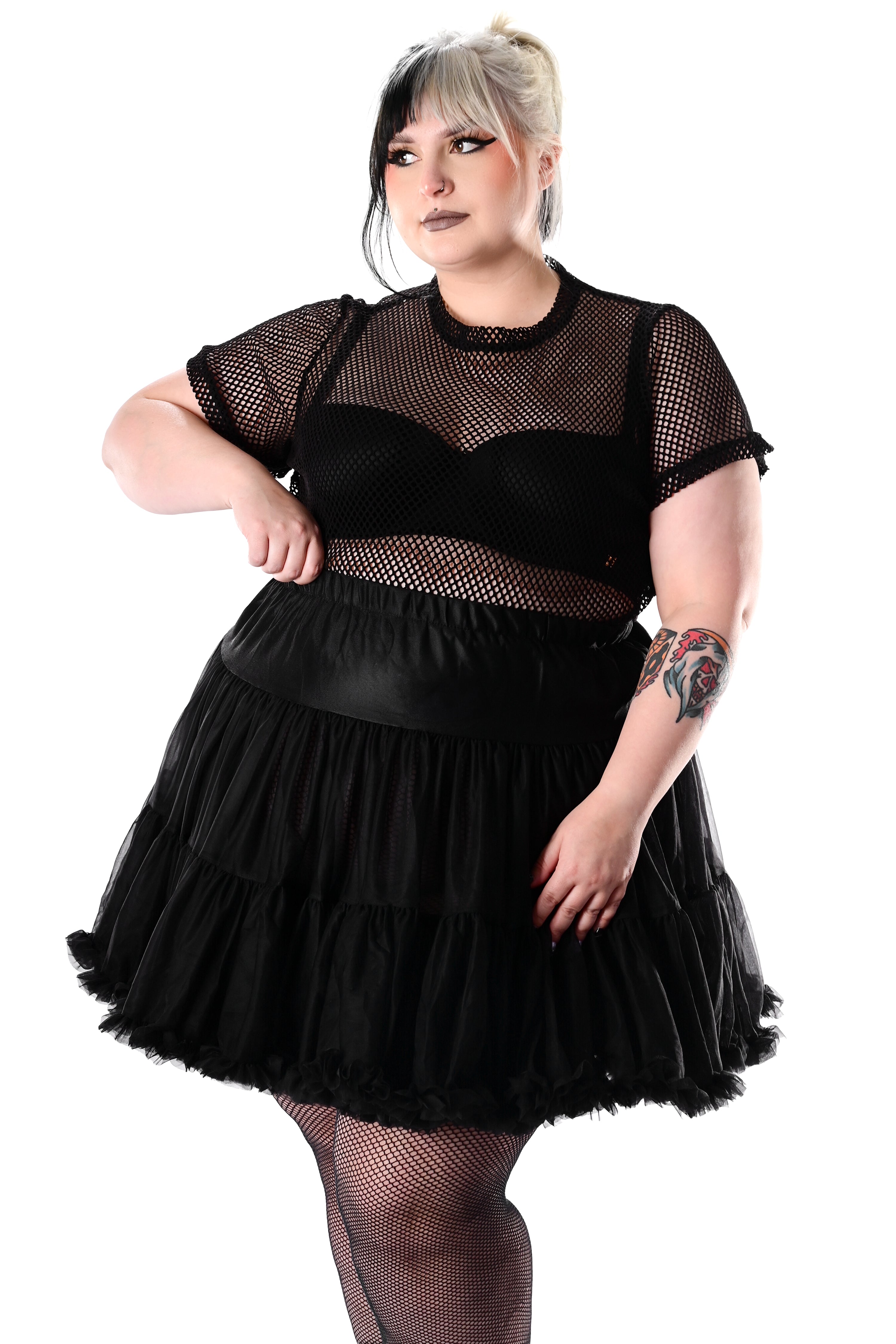black high waisted petticoat with elastic waistband