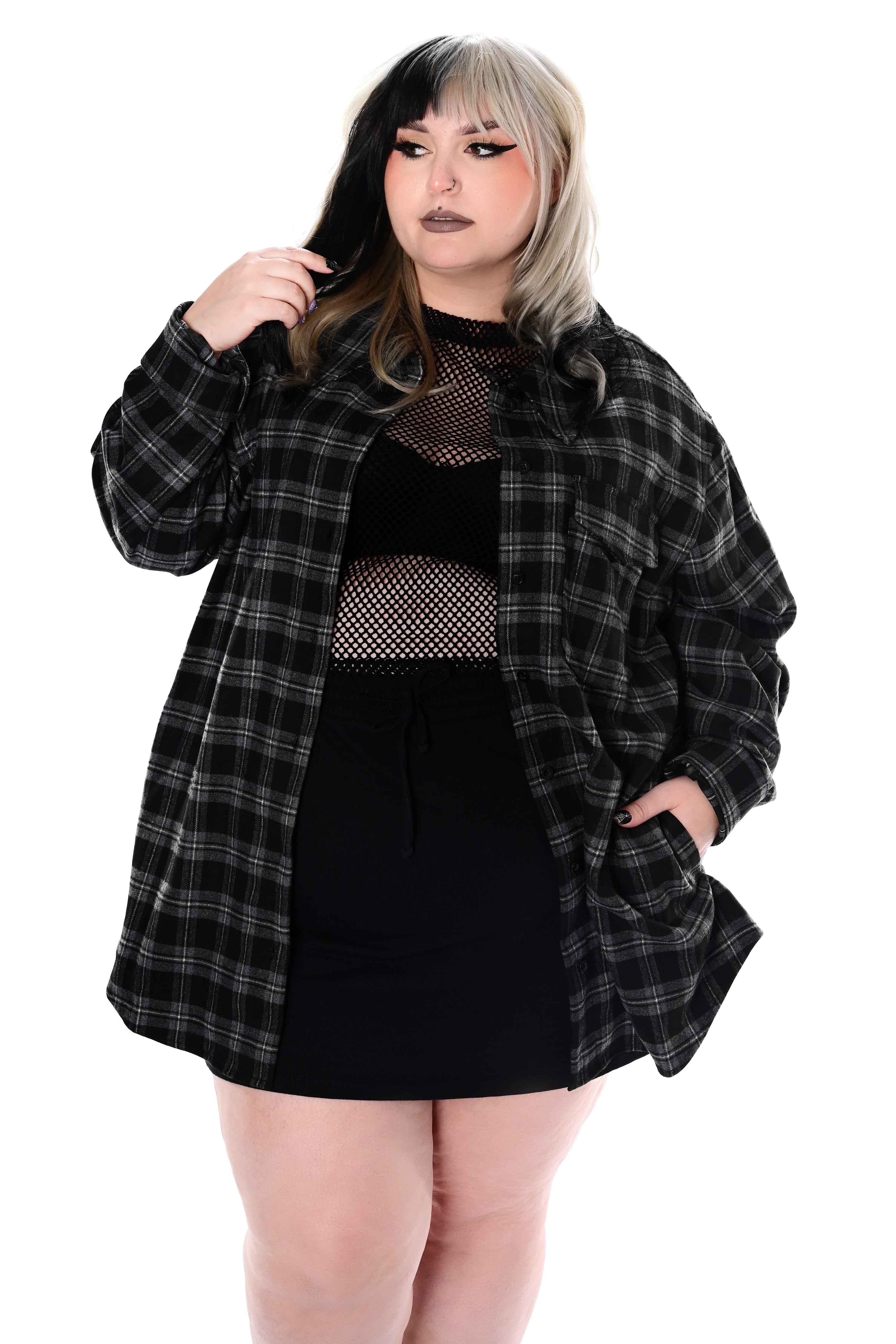 grey oversized flannel button up