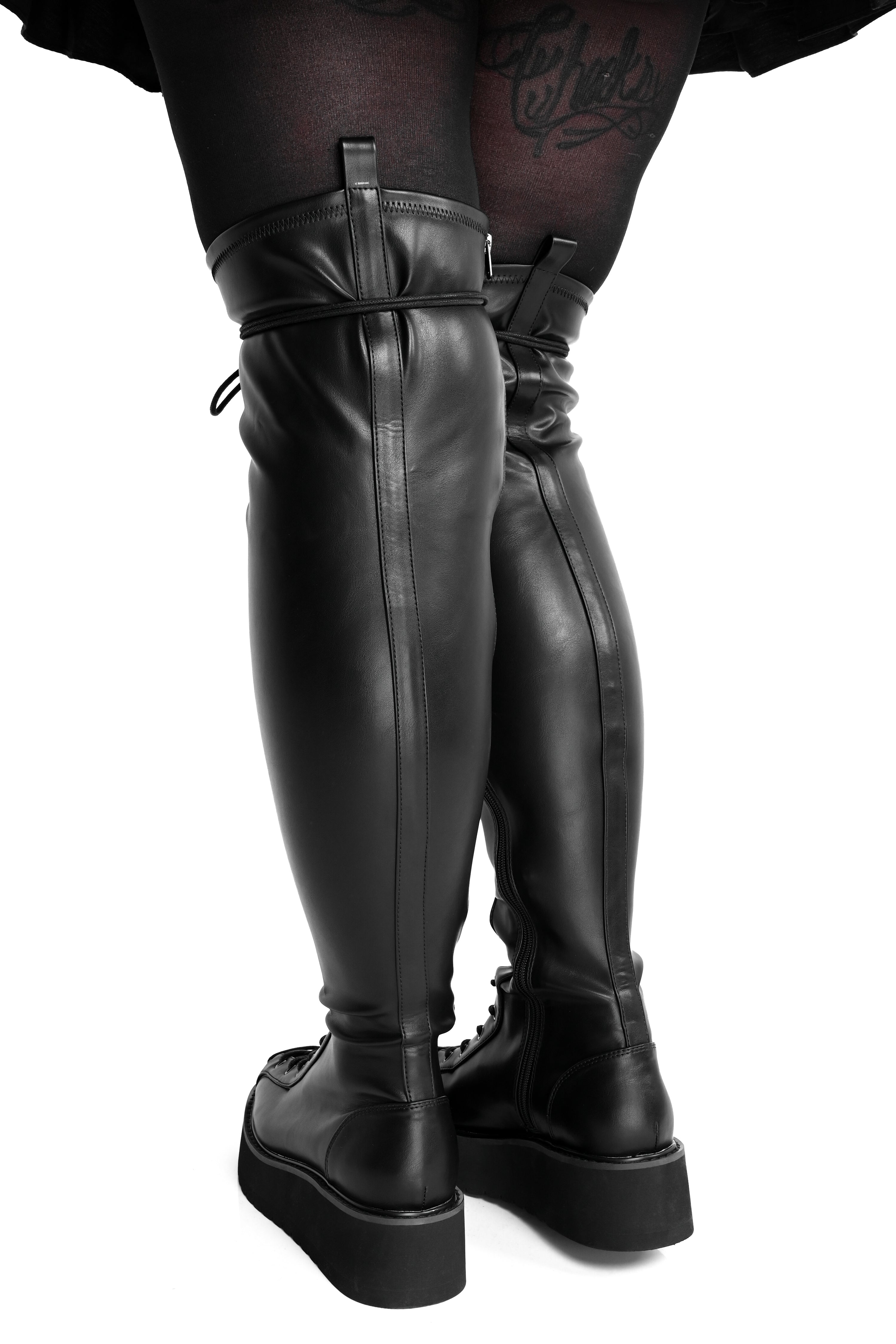 stretchy PU over the knee boots