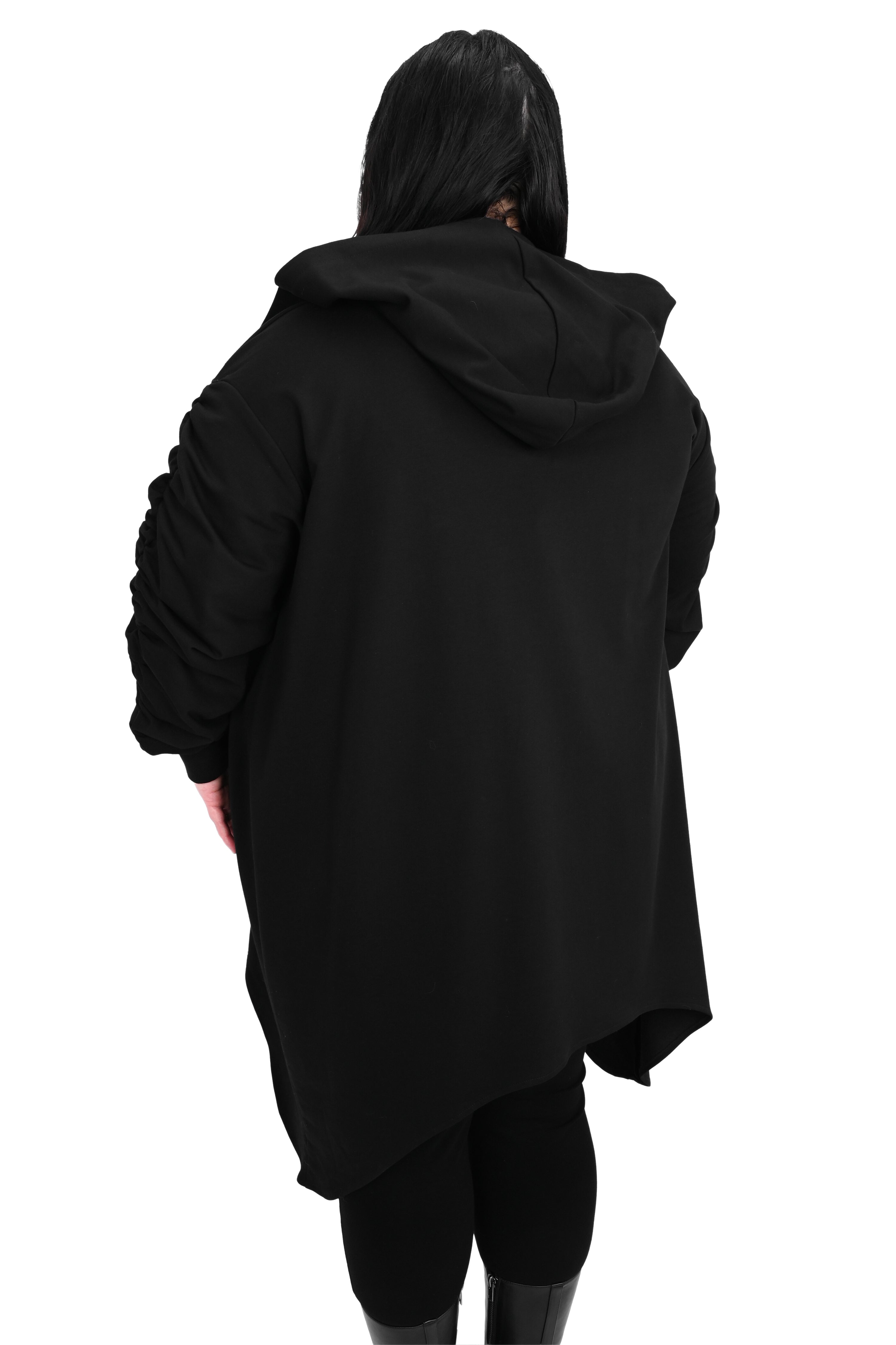 asymmetrical zip up cardigan with pockets