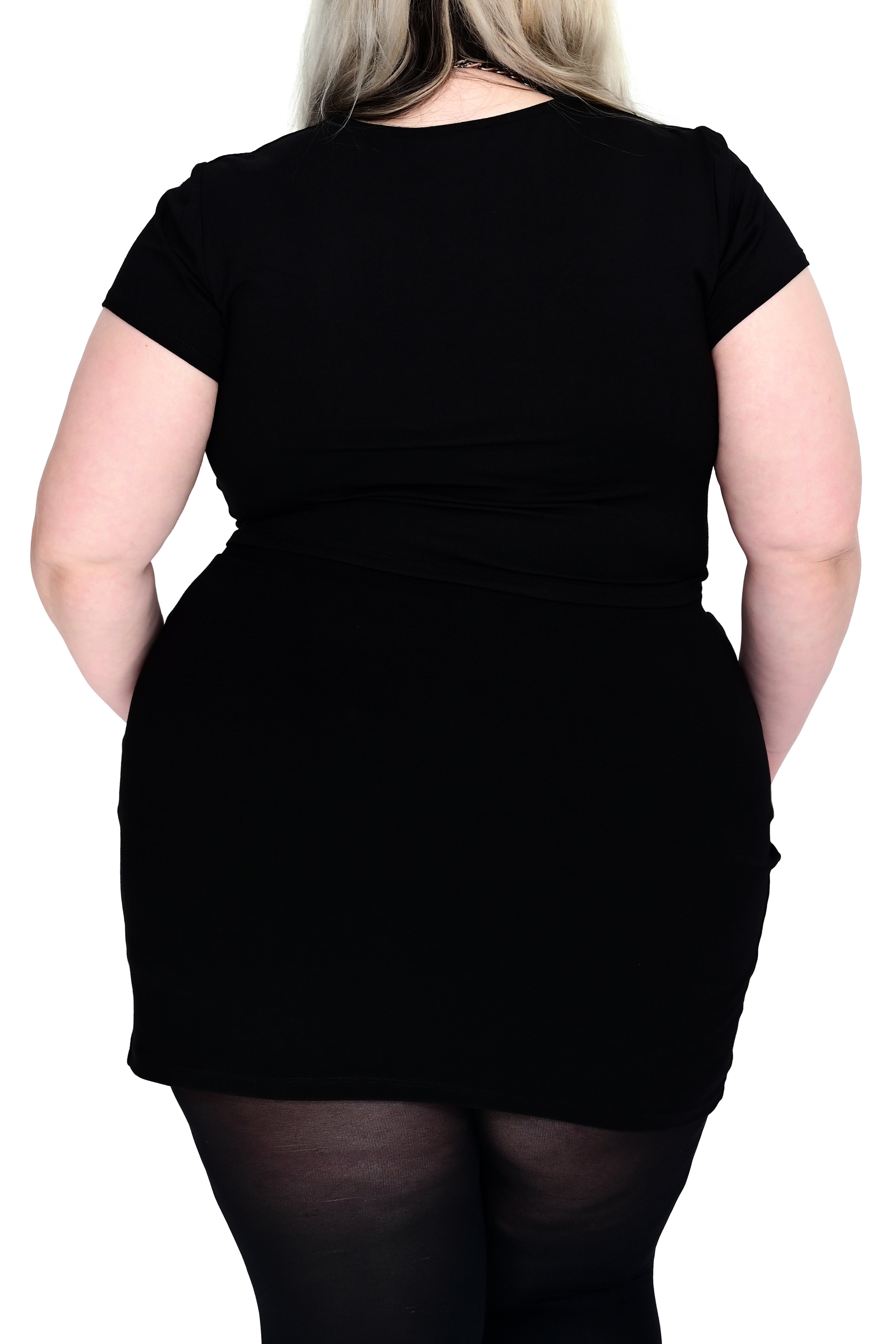 black mini skirt with side slit