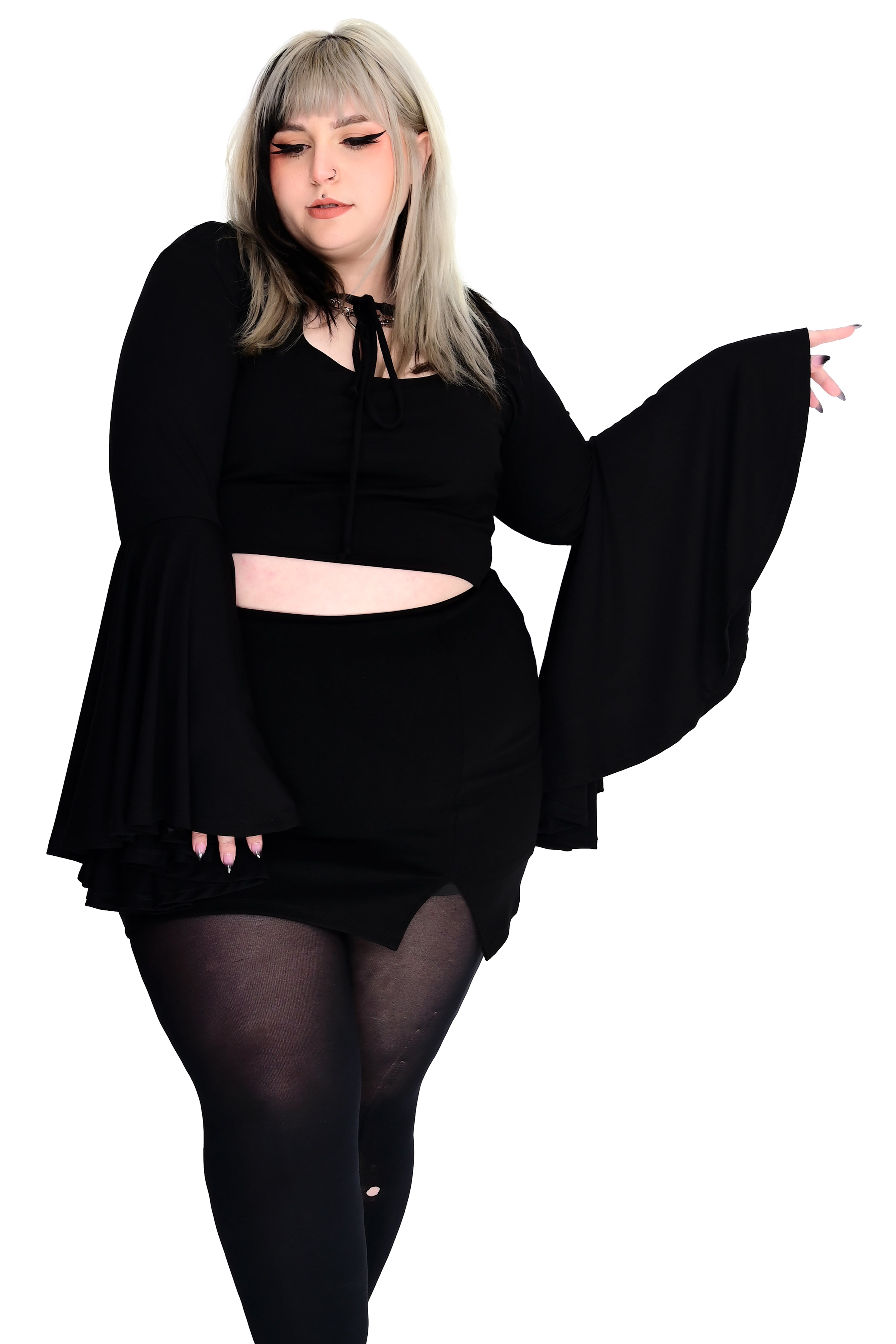 black tie front bell sleeve bolero