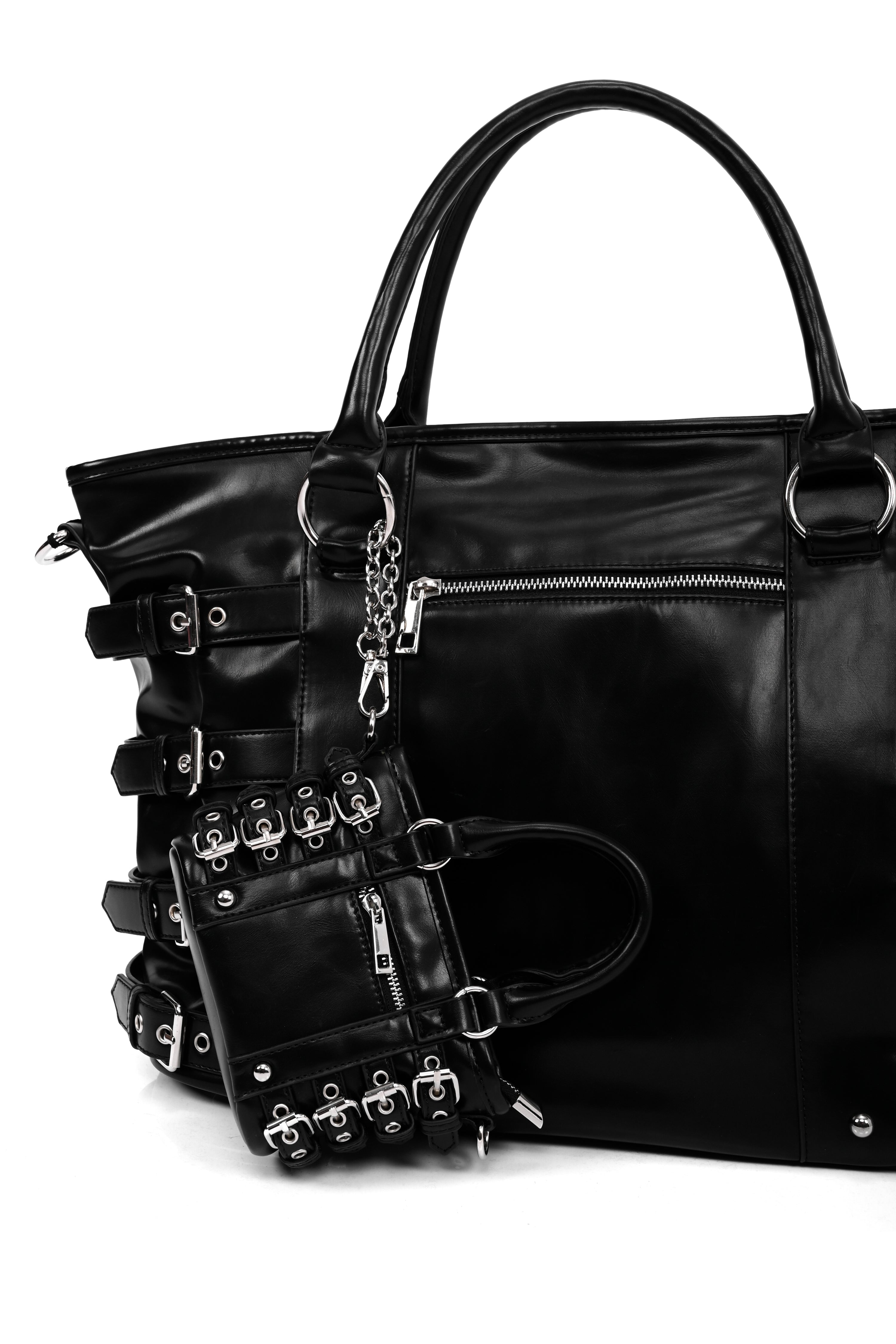 mini bag with belt and silver hardware