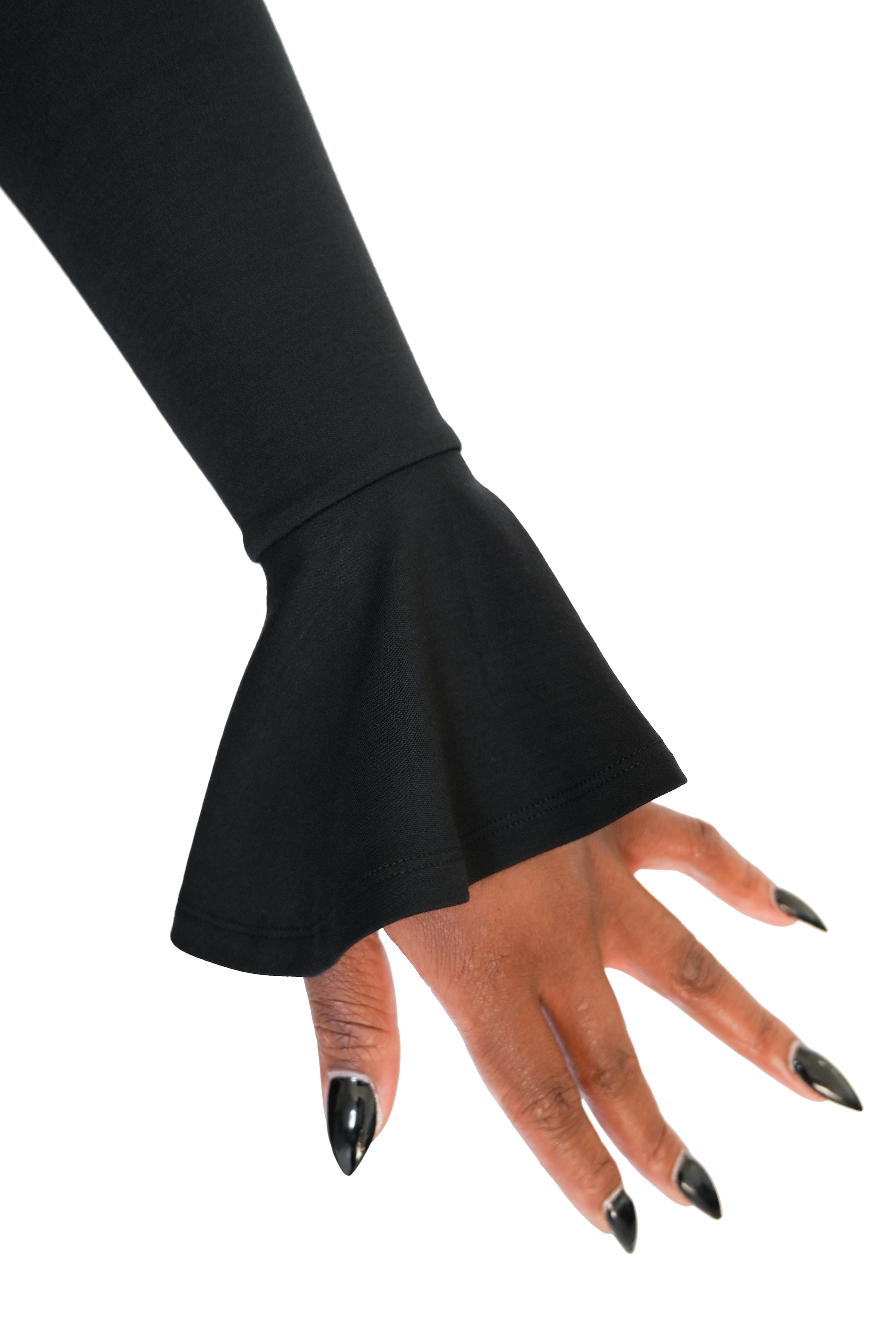 black pull over bolero with mini bell sleeves