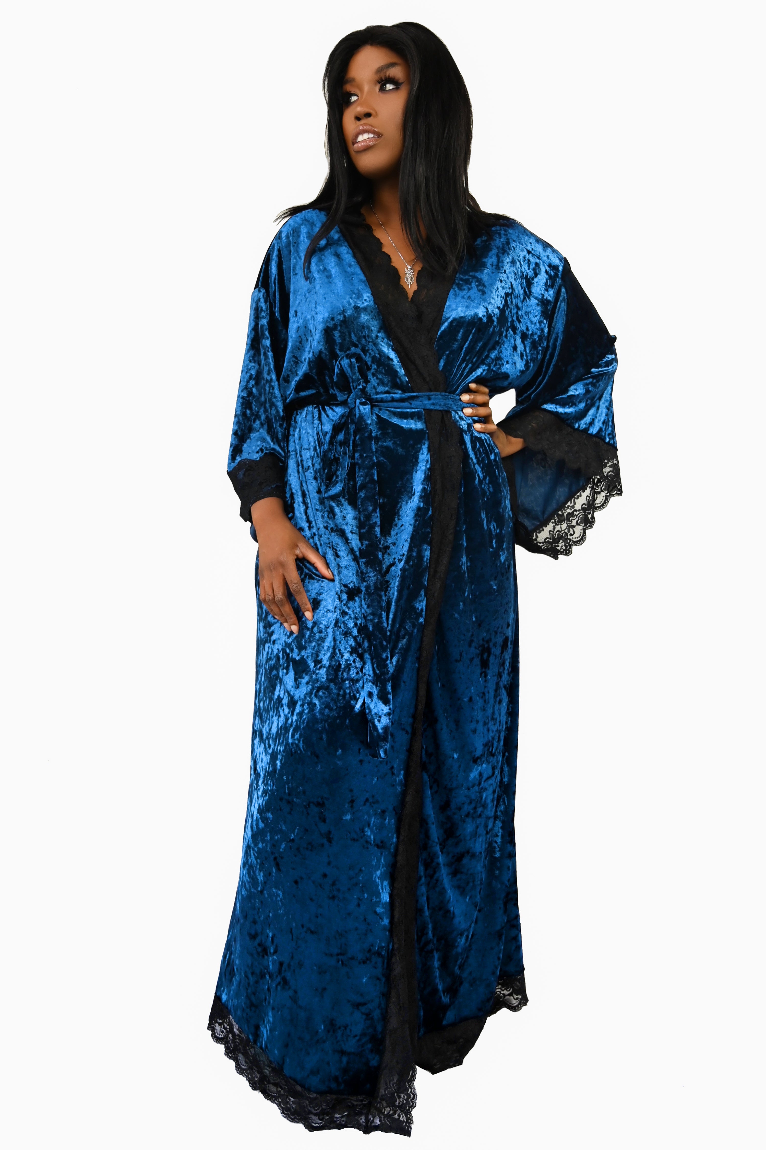 Velvet Bathory Dressing Robe - Deep Sea Blue - Limited Edition! XS/S left!