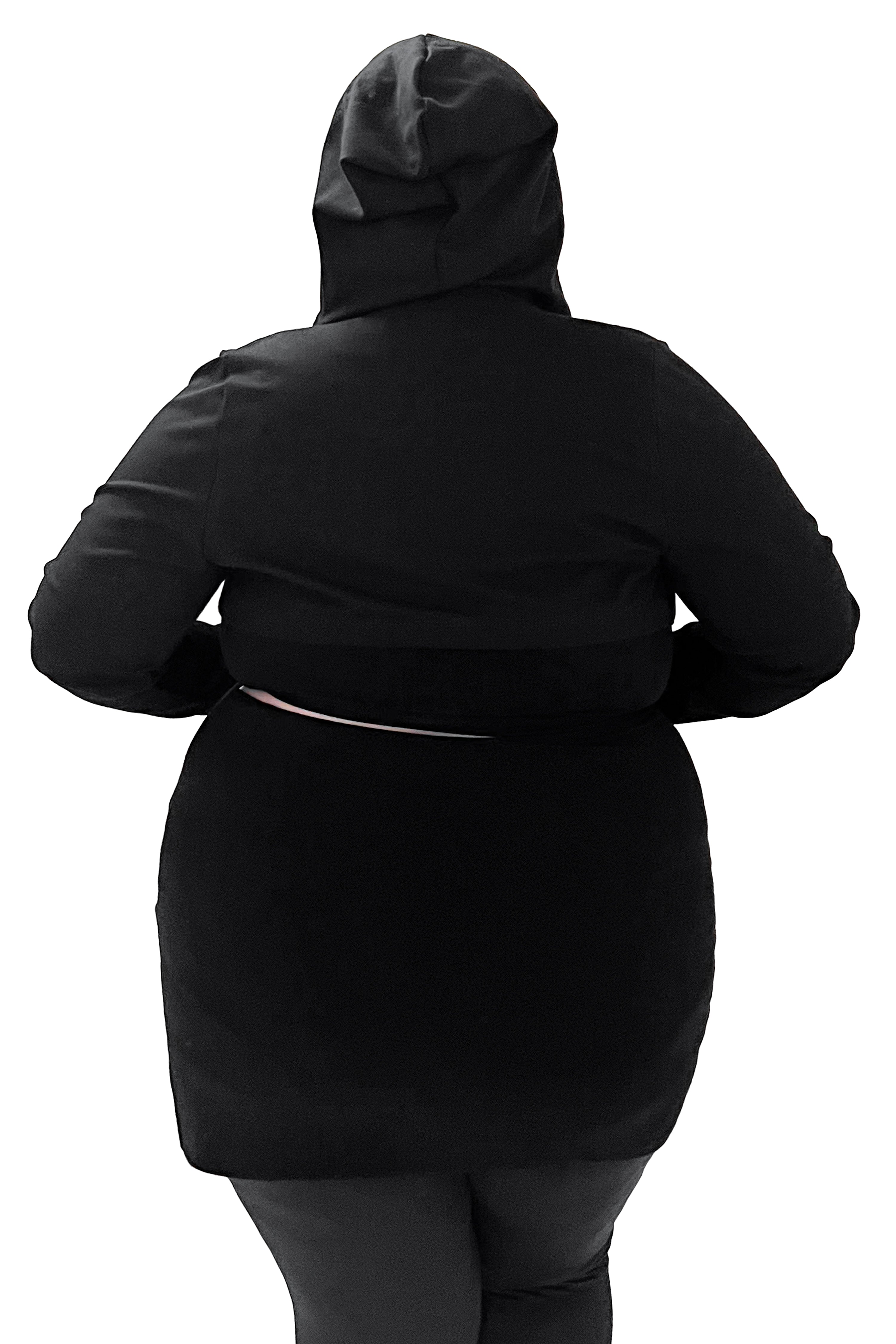 black hooded bolero with thumbholes and drawstring