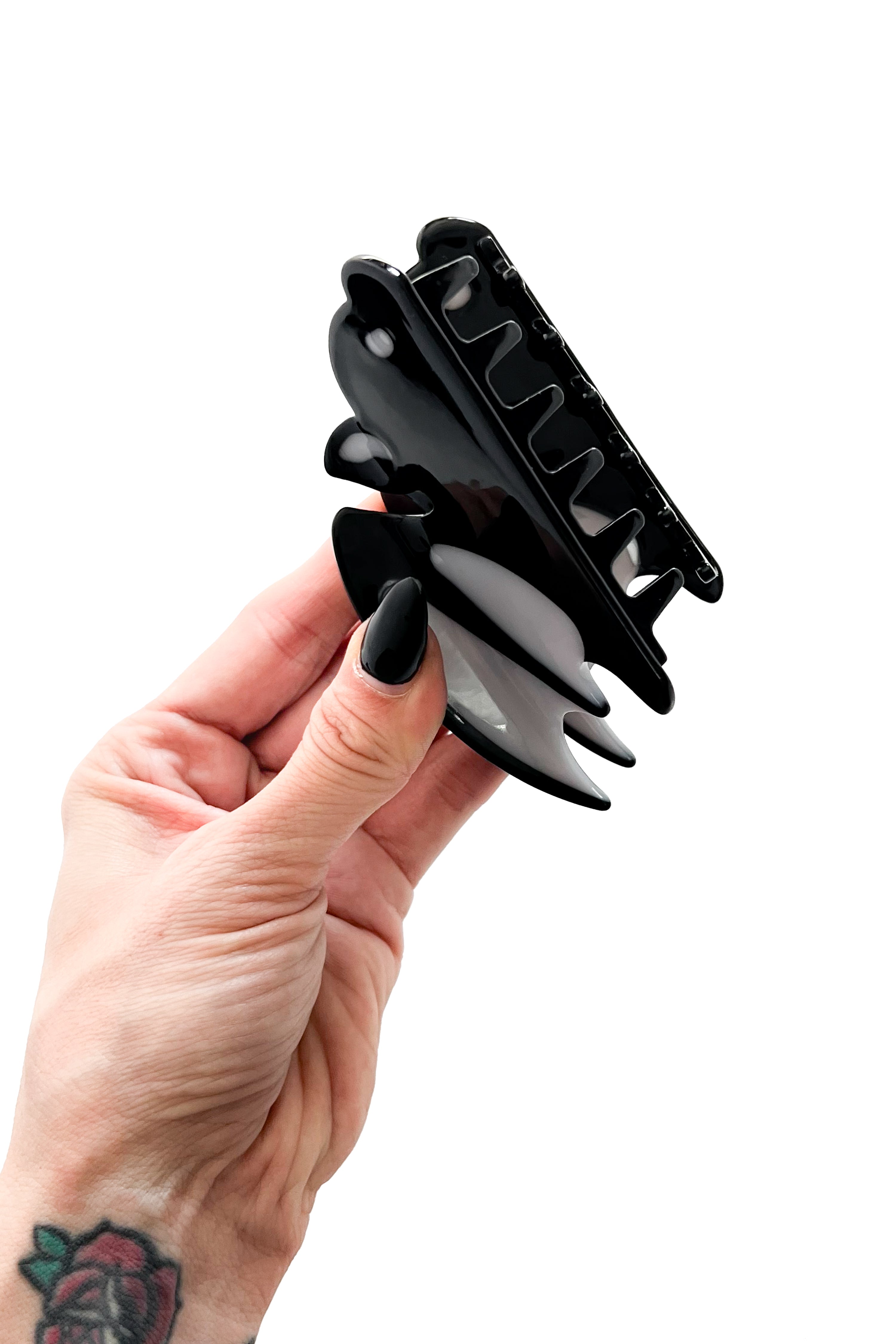 black and grey bat claw clip
