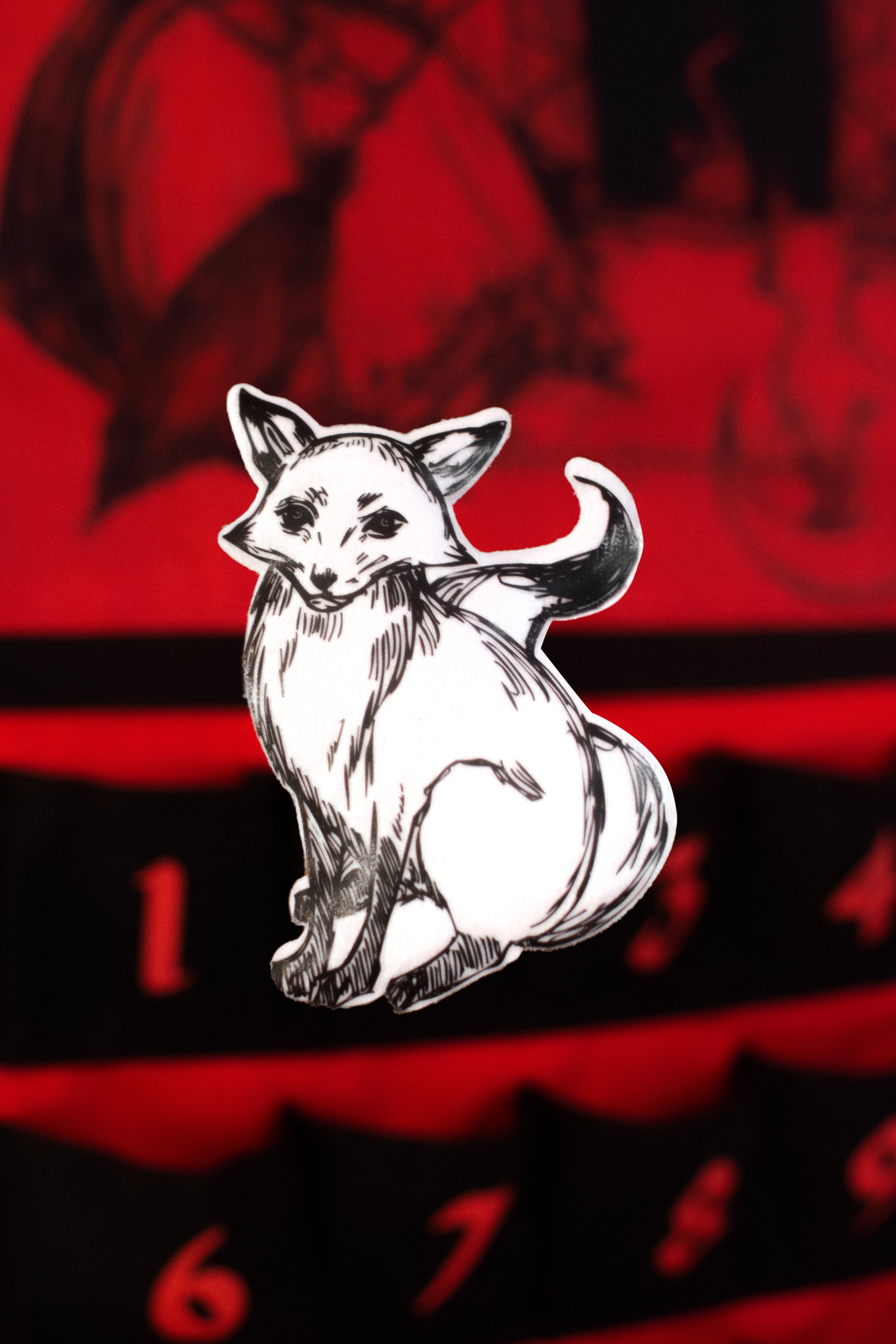 close up of the Fox pillow/marker