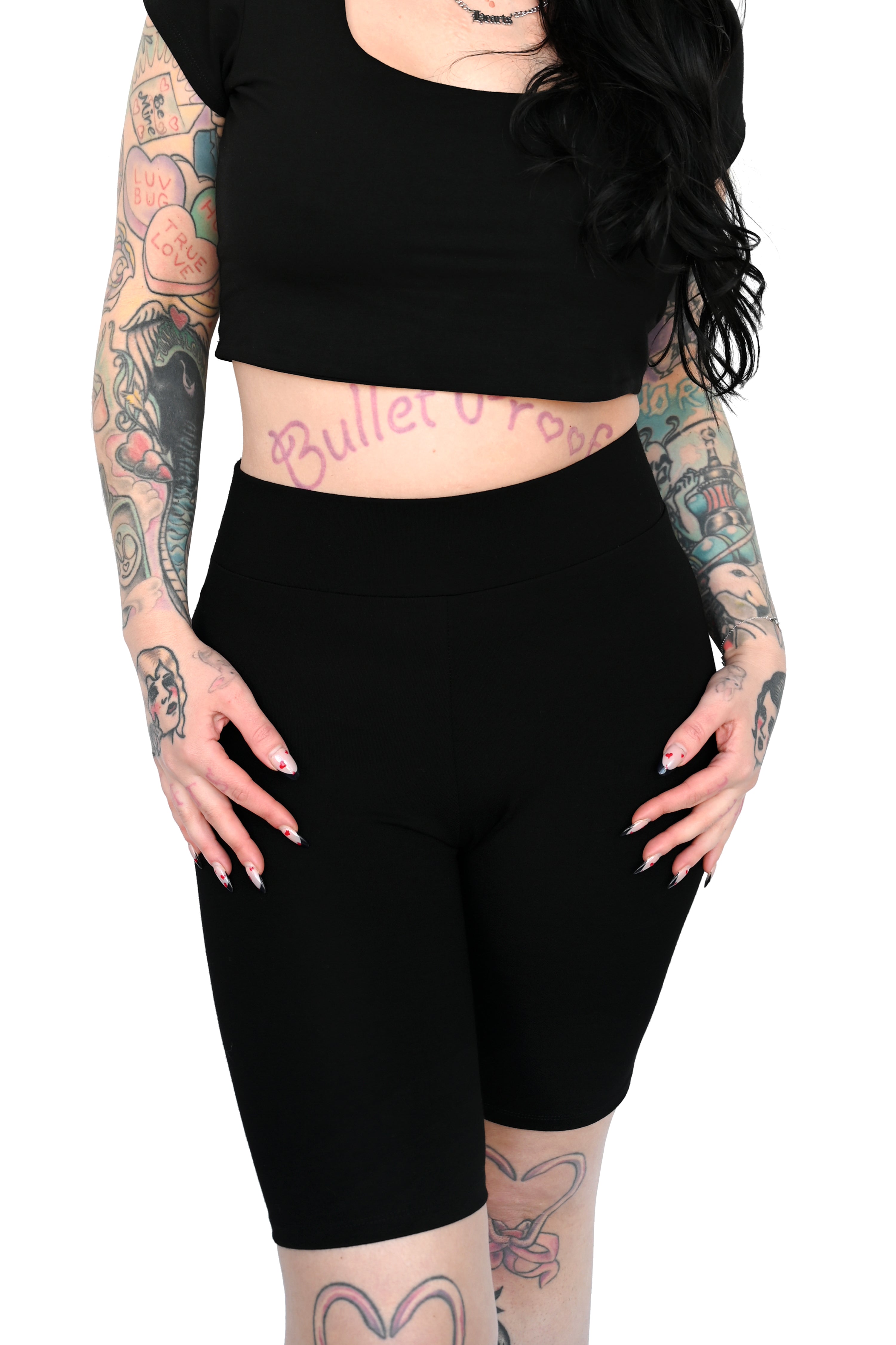 black high waisted biker shorts