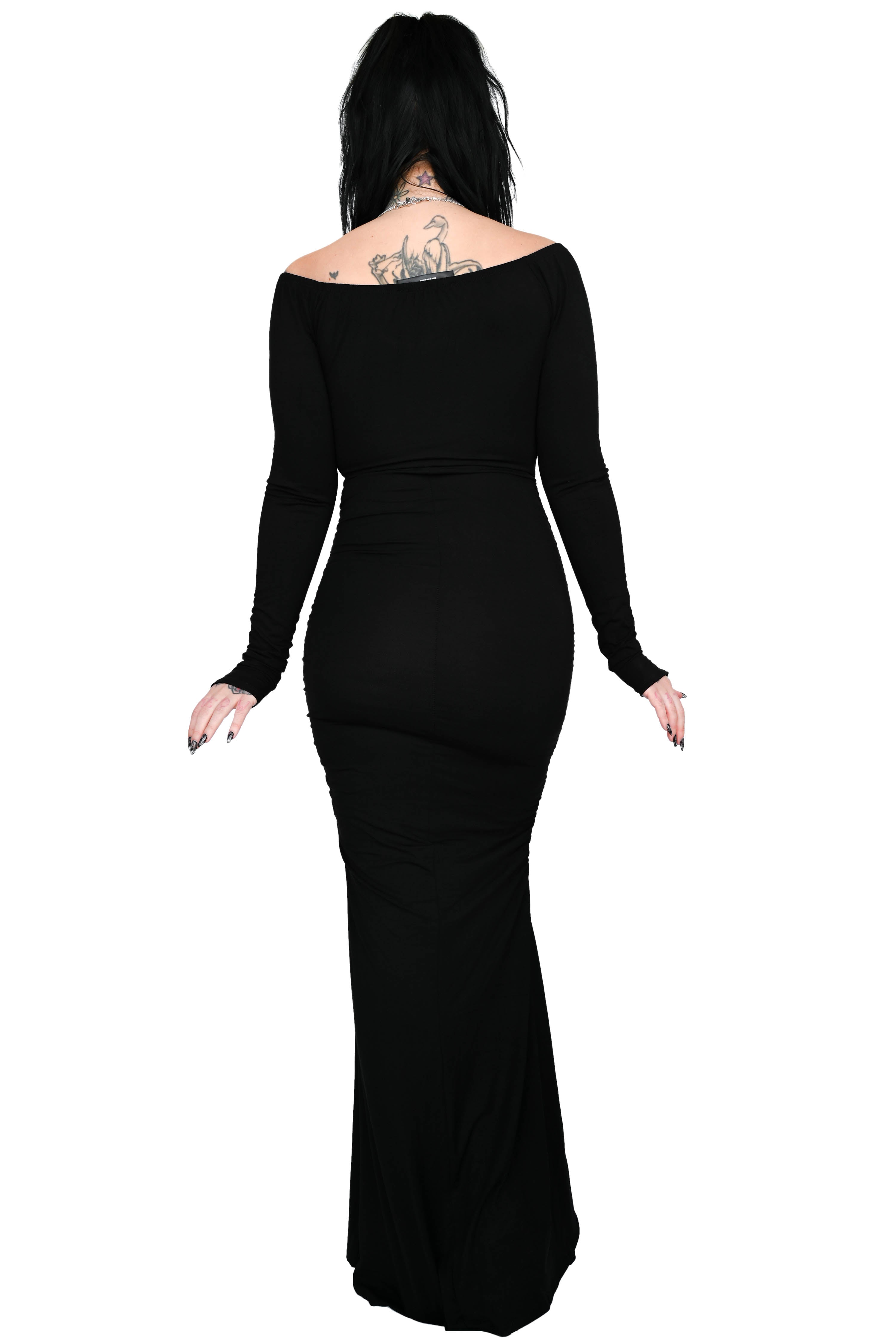 black, long sleeve maxi skirt with thumb holes and a flared skirtblack, long sleeve maxi skirt with thumb holes and a flared skirt